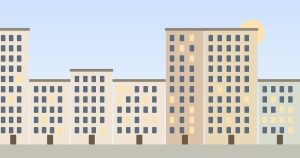 Illustration : une rue d’immeubles à appartements